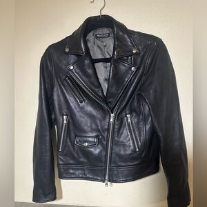 Pineal Jet Leather  Women’s S Black Moto Biker Jacket 100%Genuine Leather